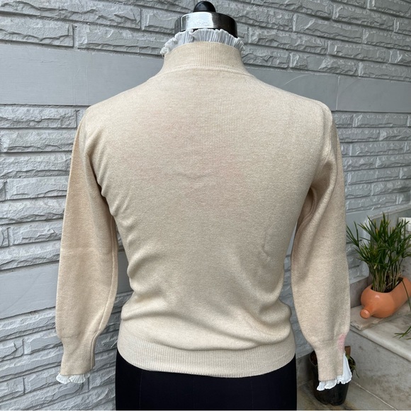 Beige Sweater with Frilly Neck and Sleeves - Picture 10 of 13